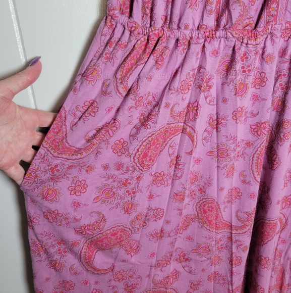 Pure Jill J. Jill Border Print Maxi Dress Pink Cotton Tencel Modal Paisley 2X - Picture 6 of 8